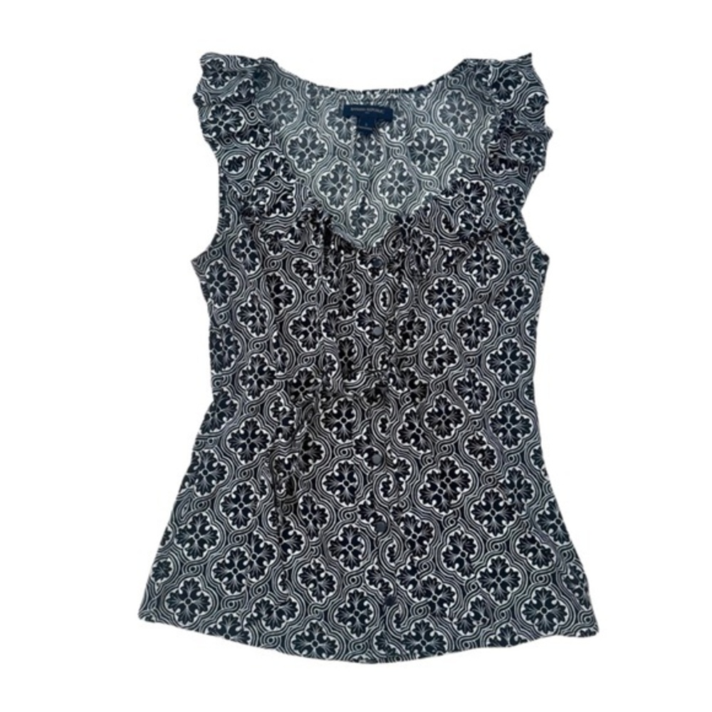 Banana Republic Button Up Flounce Patterned Blouse